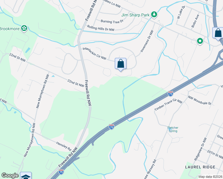 map of restaurants, bars, coffee shops, grocery stores, and more near 1650 Freewill Road Northwest in Cleveland