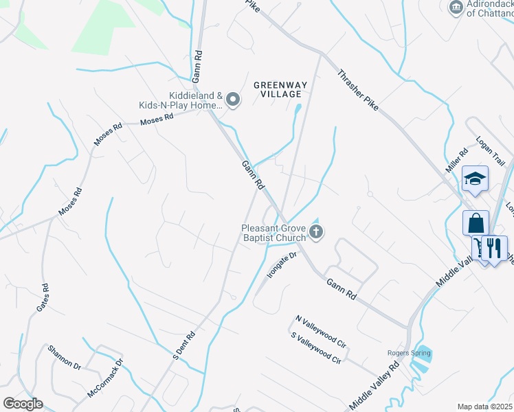 map of restaurants, bars, coffee shops, grocery stores, and more near 7510 S Dent Rd in Hixson