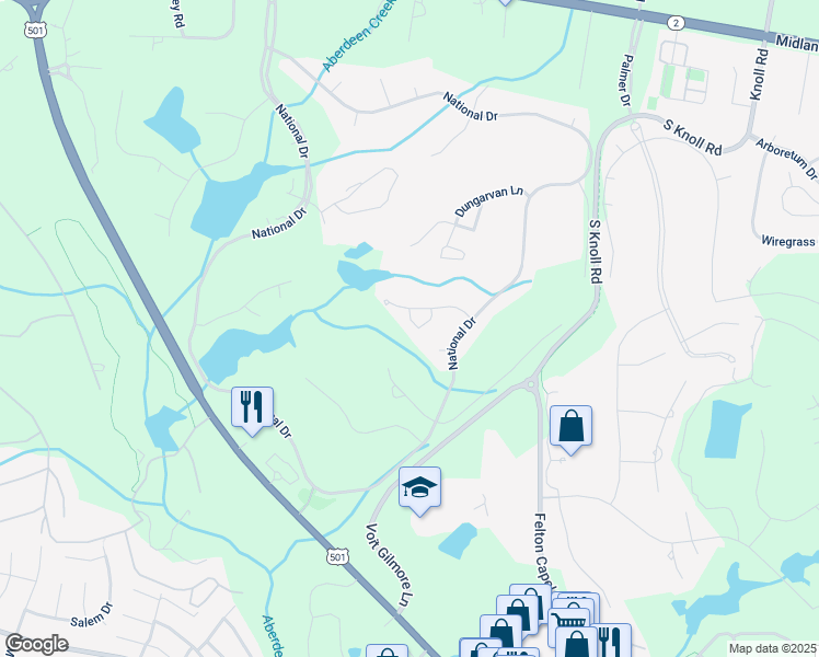 map of restaurants, bars, coffee shops, grocery stores, and more near 14 Fortrose Circle in Pinehurst