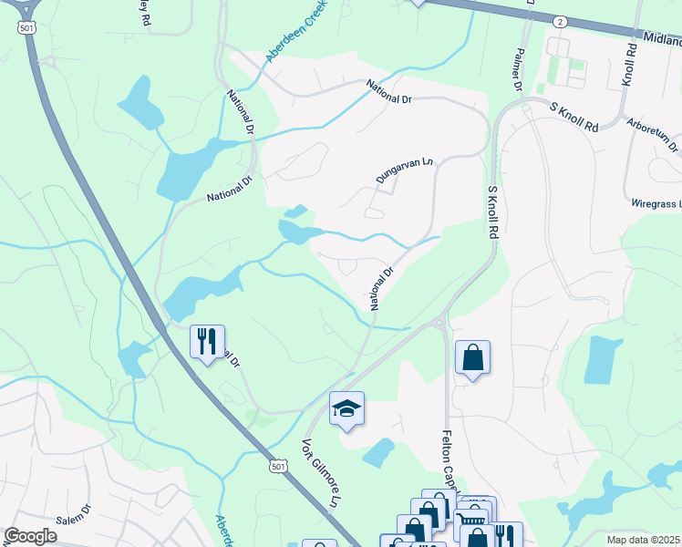map of restaurants, bars, coffee shops, grocery stores, and more near 16 Fortrose Circle in Pinehurst
