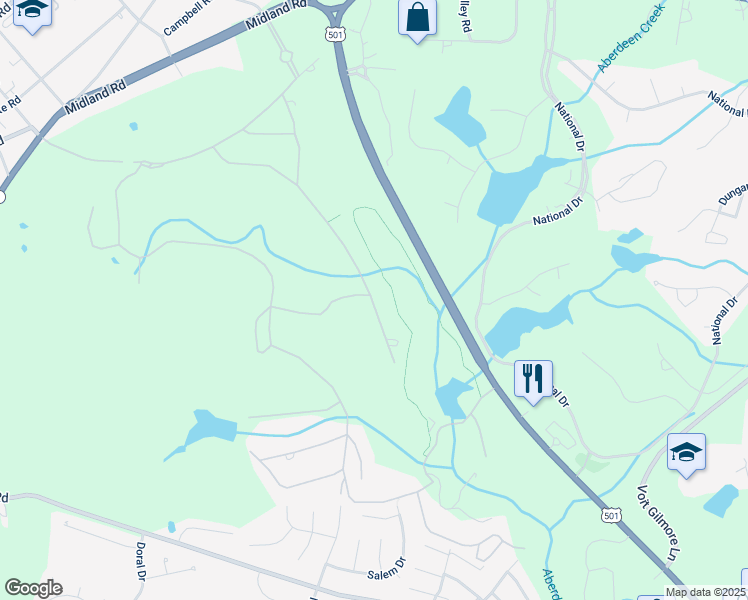 map of restaurants, bars, coffee shops, grocery stores, and more near 185 Hearthstone Road in Pinehurst