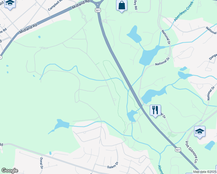 map of restaurants, bars, coffee shops, grocery stores, and more near 185 Hearthstone Road in Pinehurst