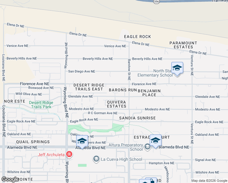 map of restaurants, bars, coffee shops, grocery stores, and more near 9219 Lexie Lane in Albuquerque