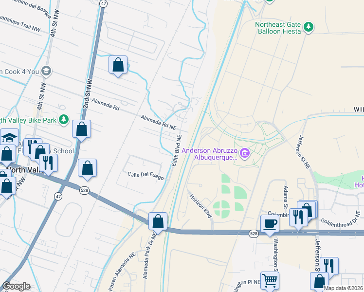 map of restaurants, bars, coffee shops, grocery stores, and more near in North Valley