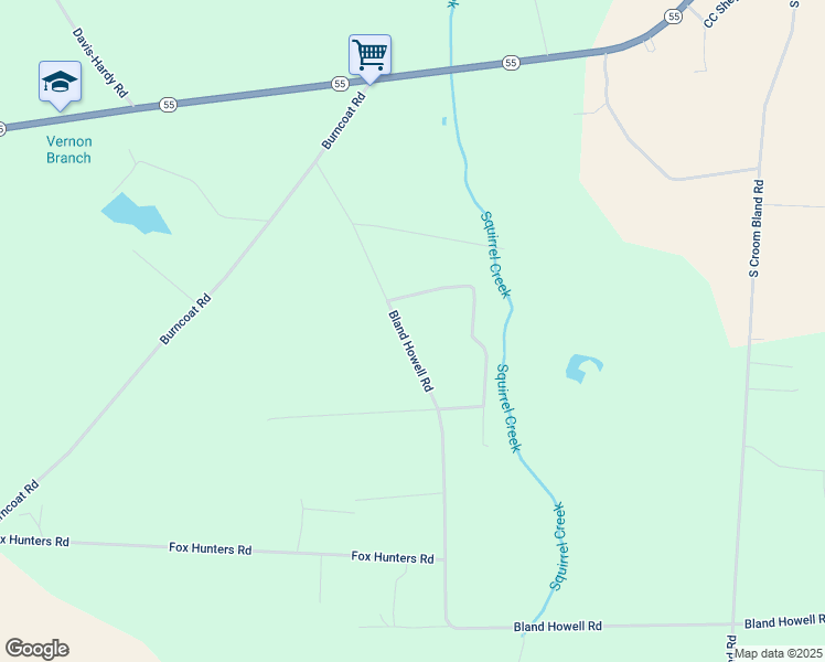 map of restaurants, bars, coffee shops, grocery stores, and more near 315 Bland Howell Road in Kinston