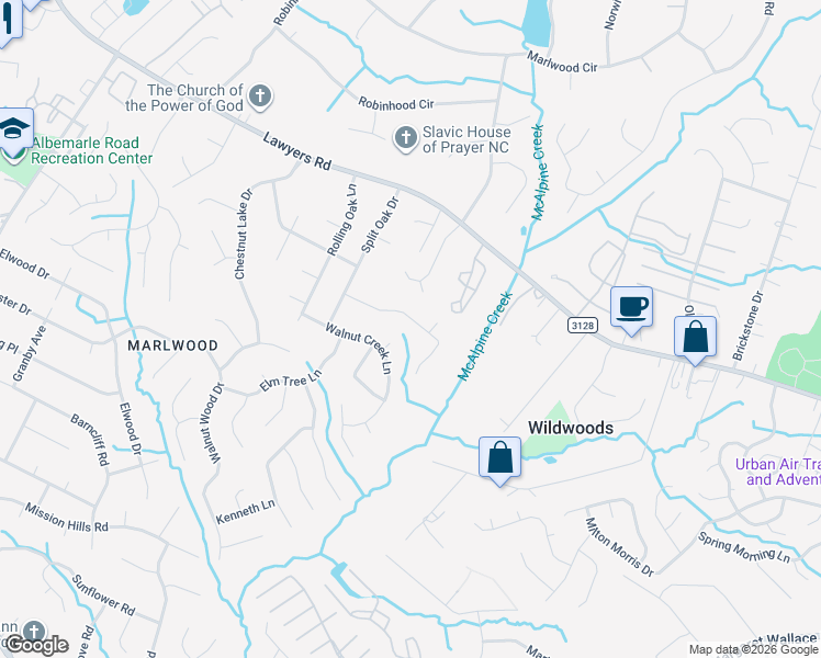 map of restaurants, bars, coffee shops, grocery stores, and more near 8112 Deerhorn Court in Charlotte