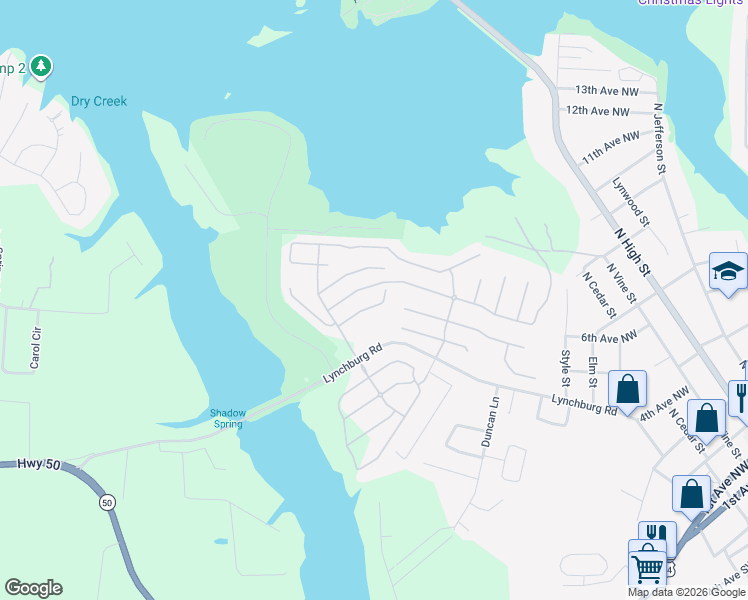 map of restaurants, bars, coffee shops, grocery stores, and more near 106 River Watch Way in Winchester