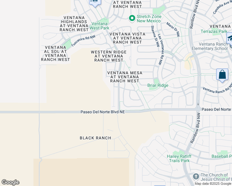map of restaurants, bars, coffee shops, grocery stores, and more near 9612 Mogollon Drive Northwest in Albuquerque