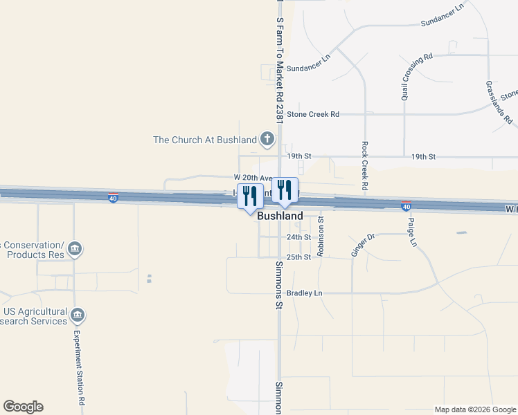 map of restaurants, bars, coffee shops, grocery stores, and more near Wells Street in Bushland