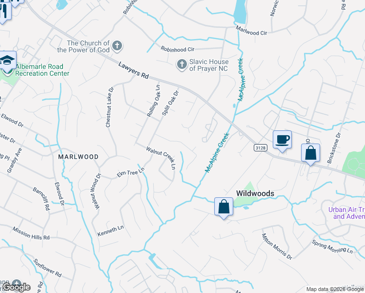 map of restaurants, bars, coffee shops, grocery stores, and more near 8112 Deerhorn Court in Charlotte