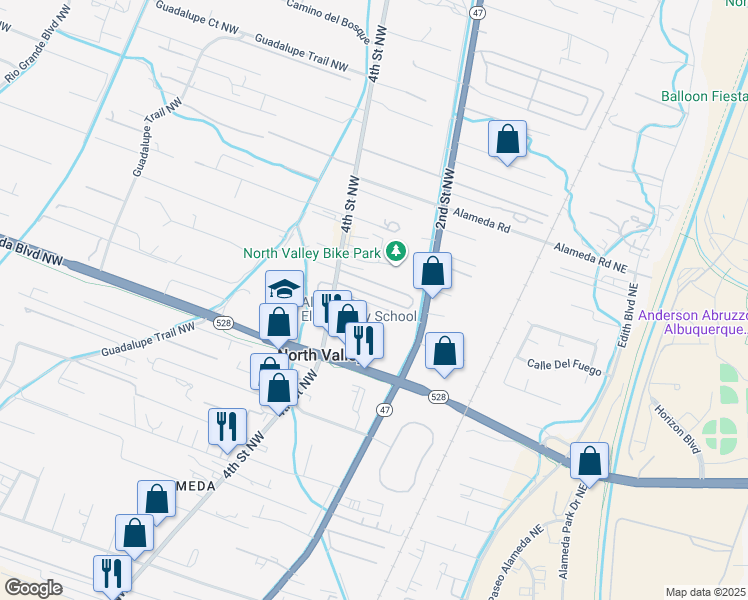 map of restaurants, bars, coffee shops, grocery stores, and more near 9660 4th Street Northwest in Albuquerque