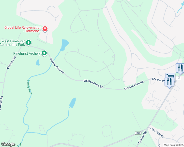 map of restaurants, bars, coffee shops, grocery stores, and more near 64 Pomeroy Drive in Pinehurst
