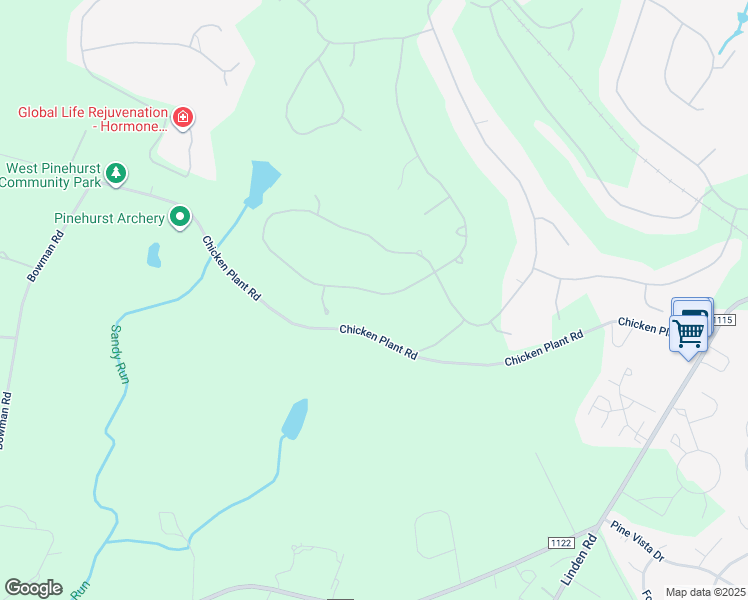 map of restaurants, bars, coffee shops, grocery stores, and more near 64 Pomeroy Drive in Pinehurst