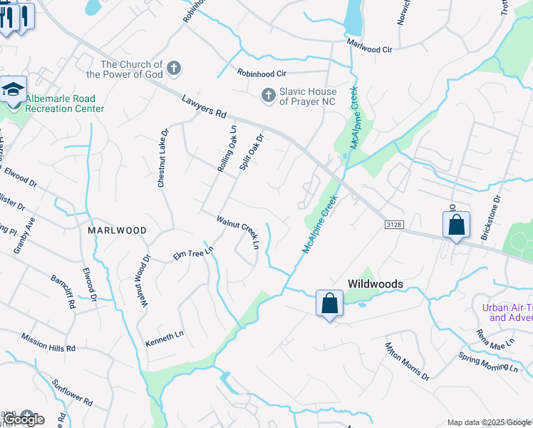 map of restaurants, bars, coffee shops, grocery stores, and more near 8108 Bald Ridge Drive in Charlotte