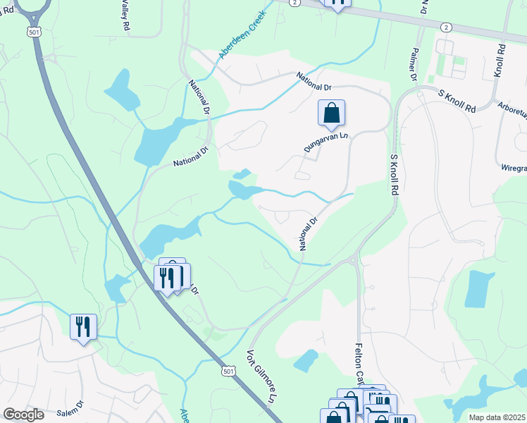 map of restaurants, bars, coffee shops, grocery stores, and more near in Pinehurst