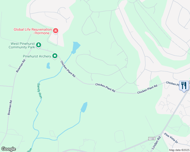 map of restaurants, bars, coffee shops, grocery stores, and more near 70 Pomeroy Drive in Pinehurst
