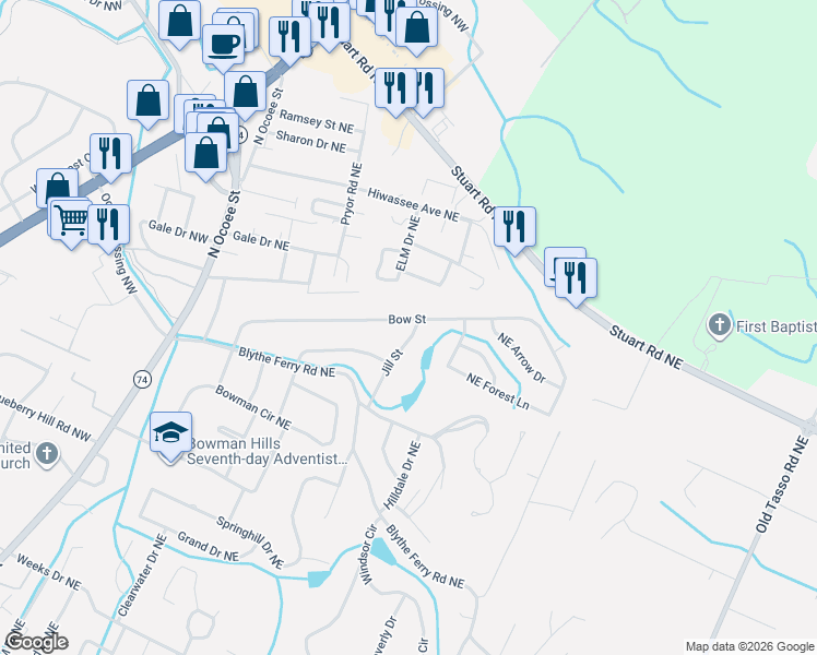 map of restaurants, bars, coffee shops, grocery stores, and more near 3980 Bow Street in Cleveland