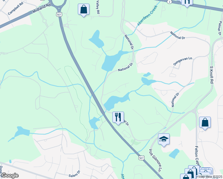 map of restaurants, bars, coffee shops, grocery stores, and more near 119 Saint Mellions Court in Pinehurst