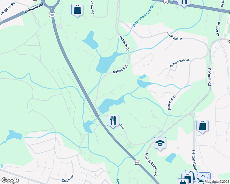 map of restaurants, bars, coffee shops, grocery stores, and more near 124 Saint Mellions Court in Pinehurst