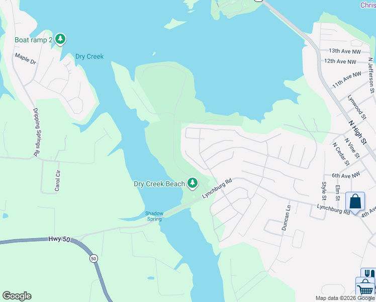 map of restaurants, bars, coffee shops, grocery stores, and more near 110 Dry Fork Drive in Winchester
