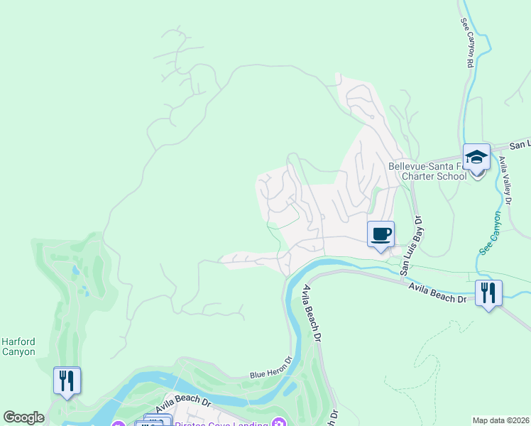 map of restaurants, bars, coffee shops, grocery stores, and more near 6362 Coffee Berry Court in Avila Beach