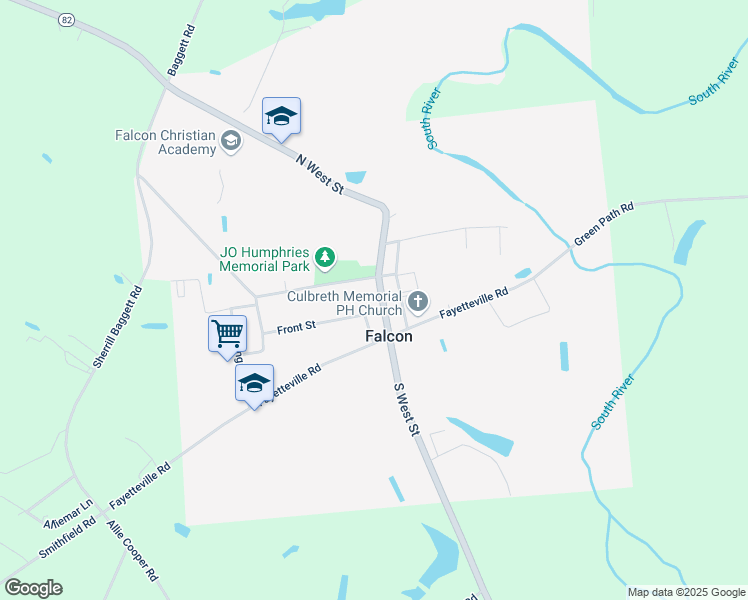 map of restaurants, bars, coffee shops, grocery stores, and more near 7217 New Street in Wade