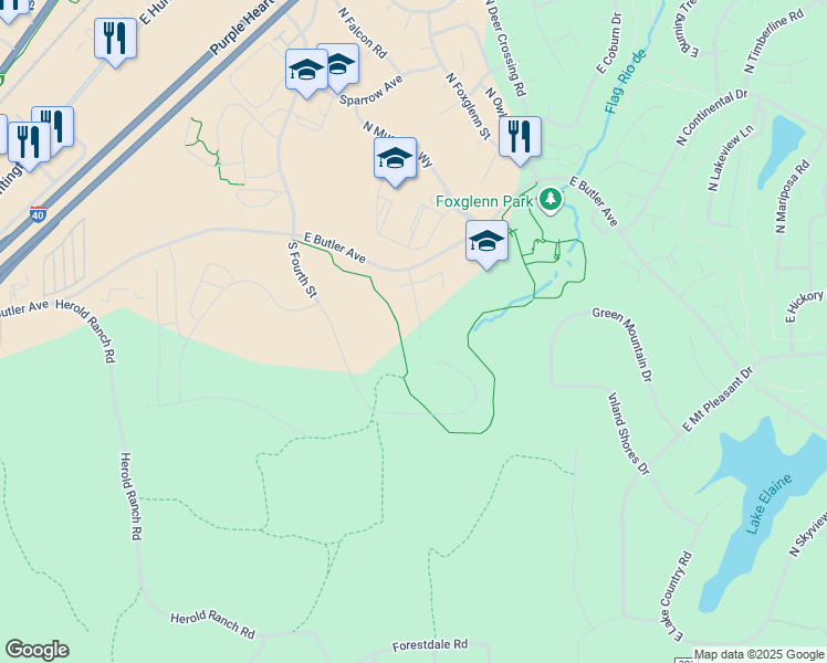 map of restaurants, bars, coffee shops, grocery stores, and more near 935 North Sinagua Heights Drive in Flagstaff