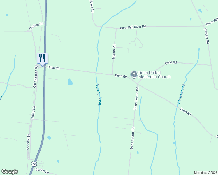 map of restaurants, bars, coffee shops, grocery stores, and more near 63 Dunn Road in Leoma