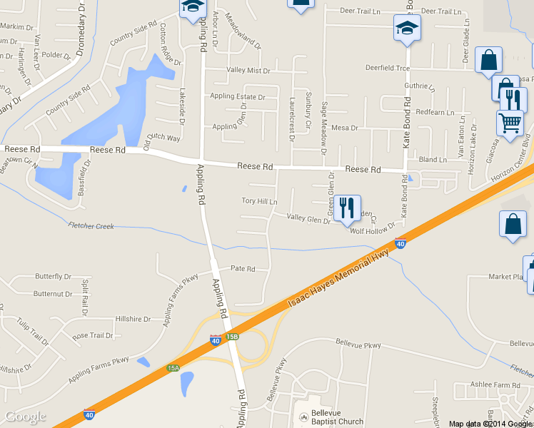 map of restaurants, bars, coffee shops, grocery stores, and more near 2421 Pate Rd in Memphis