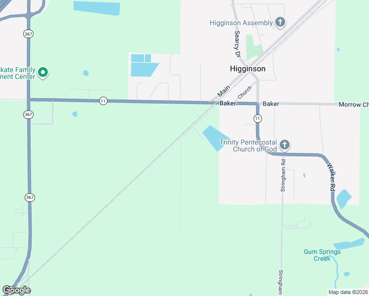 map of restaurants, bars, coffee shops, grocery stores, and more near 201 Hill Lane in Searcy