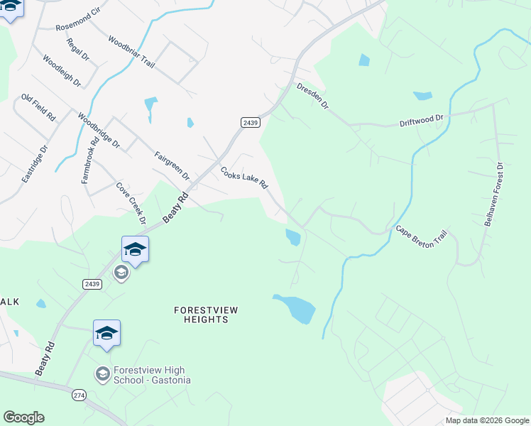 map of restaurants, bars, coffee shops, grocery stores, and more near 156 Cooks Lake Road in Gastonia
