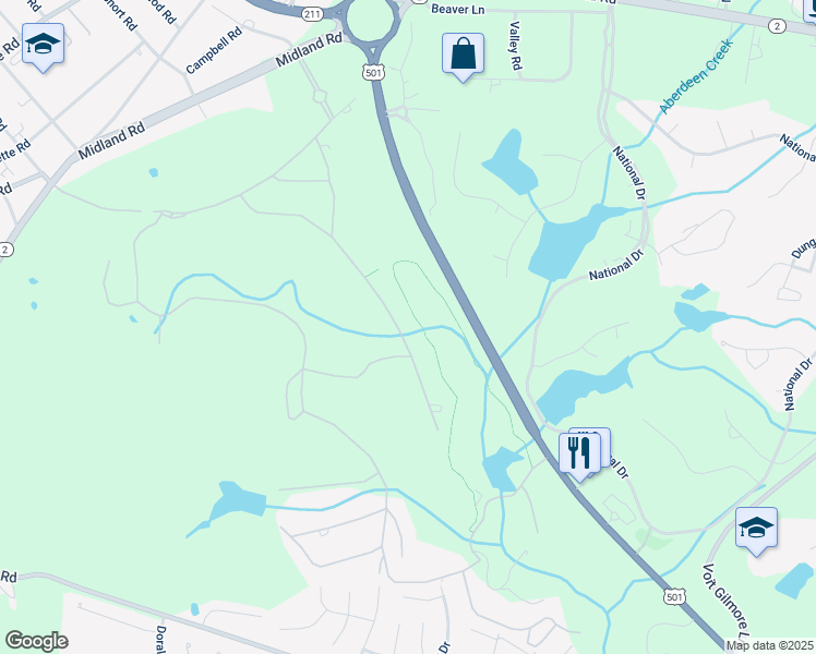 map of restaurants, bars, coffee shops, grocery stores, and more near 155 Hearthstone Road in Pinehurst