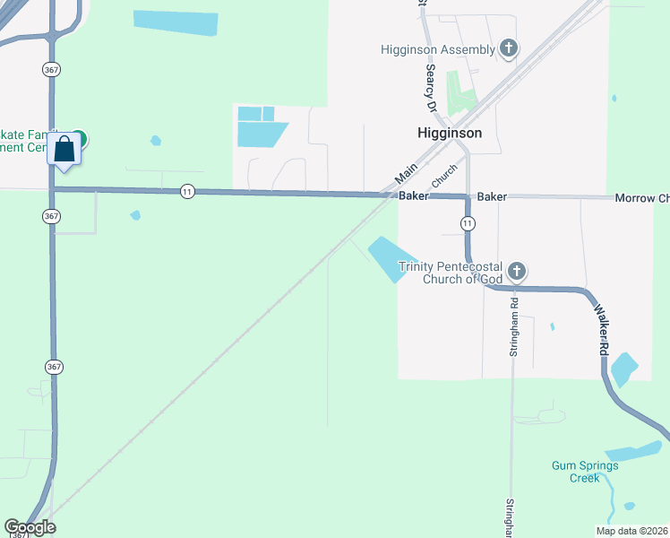 map of restaurants, bars, coffee shops, grocery stores, and more near 201 Hill Lane in Searcy