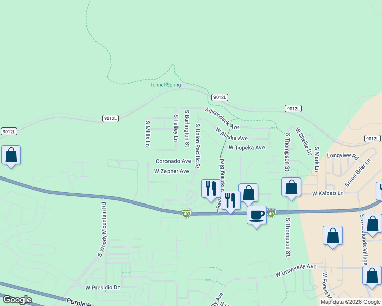 map of restaurants, bars, coffee shops, grocery stores, and more near 2420 Coronado Avenue in Flagstaff
