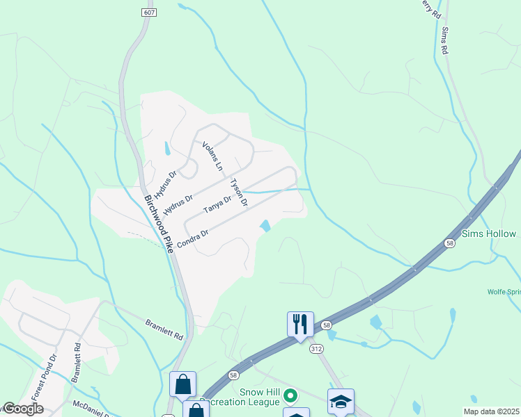 map of restaurants, bars, coffee shops, grocery stores, and more near 7204 Condra Drive in Harrison