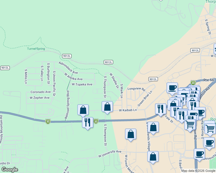map of restaurants, bars, coffee shops, grocery stores, and more near 1820 West Stephen Drive in Flagstaff