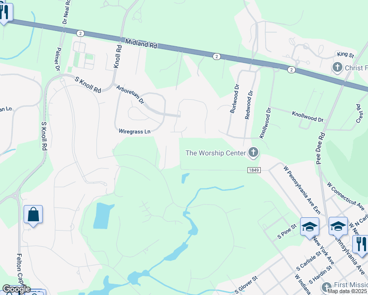 map of restaurants, bars, coffee shops, grocery stores, and more near 157 Autumn Dr in Vass