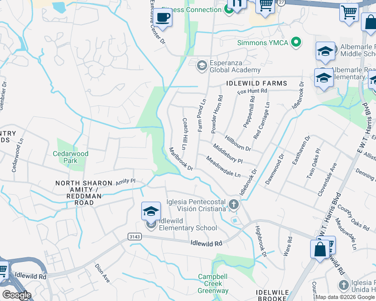 map of restaurants, bars, coffee shops, grocery stores, and more near in Charlotte