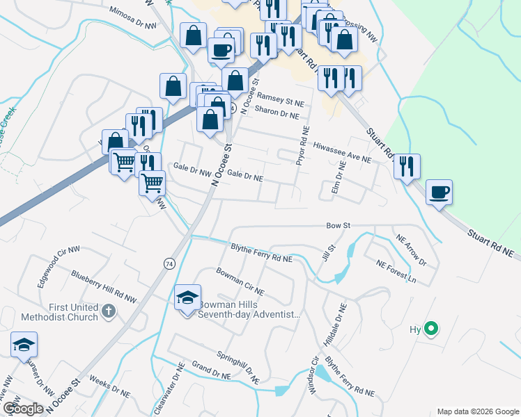 map of restaurants, bars, coffee shops, grocery stores, and more near 169 Savannah Avenue Northeast in Cleveland