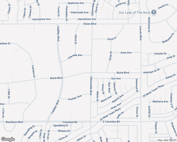 map of restaurants, bars, coffee shops, grocery stores, and more near Oldsmobile Boulevard in California City