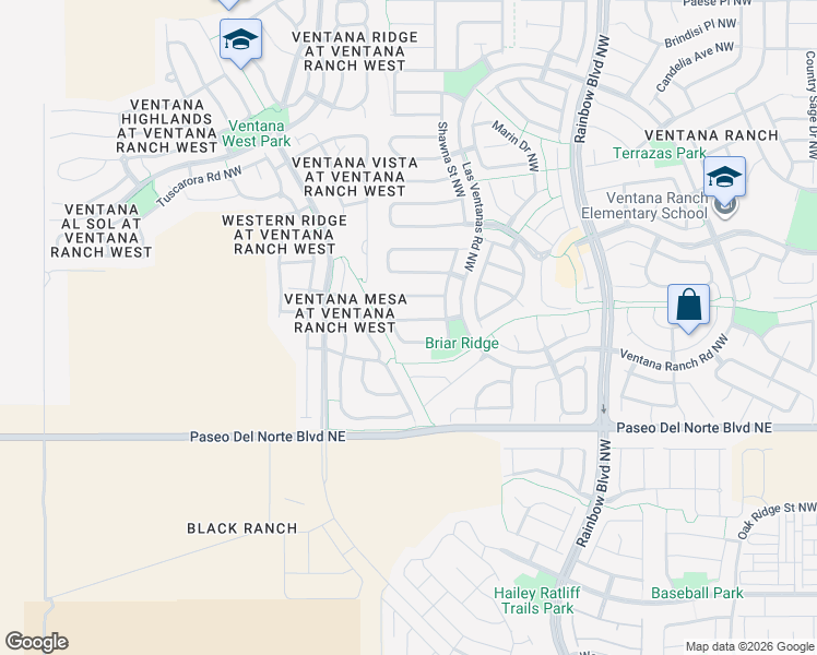 map of restaurants, bars, coffee shops, grocery stores, and more near 7712 Stadler Avenue Northwest in Albuquerque