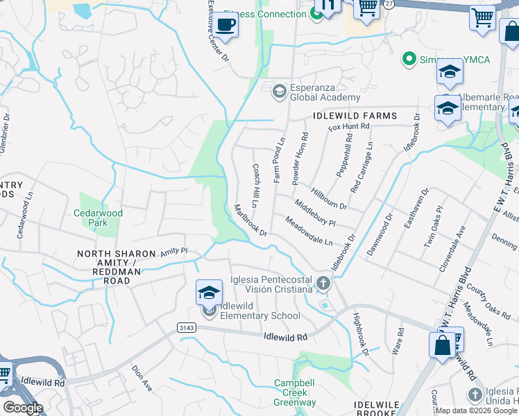 map of restaurants, bars, coffee shops, grocery stores, and more near in Charlotte