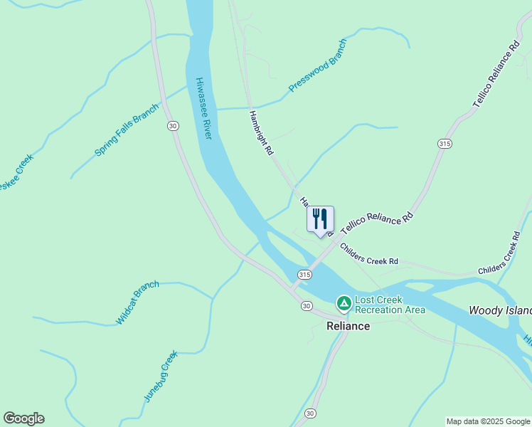 map of restaurants, bars, coffee shops, grocery stores, and more near 152 Morning Dunn Drive in Reliance