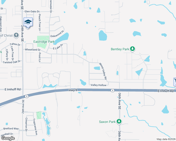 map of restaurants, bars, coffee shops, grocery stores, and more near 2120 Valley Hollow in Norman