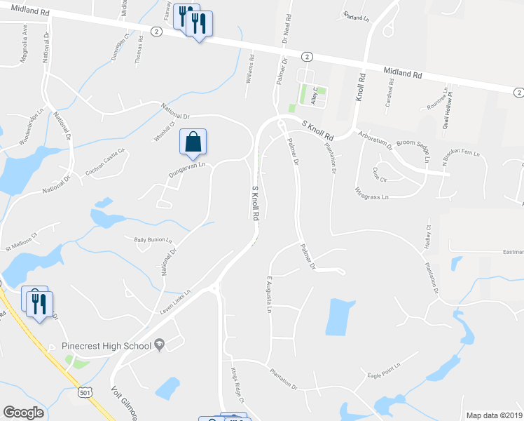 map of restaurants, bars, coffee shops, grocery stores, and more near 26 Deacon Palmer Place in Southern Pines