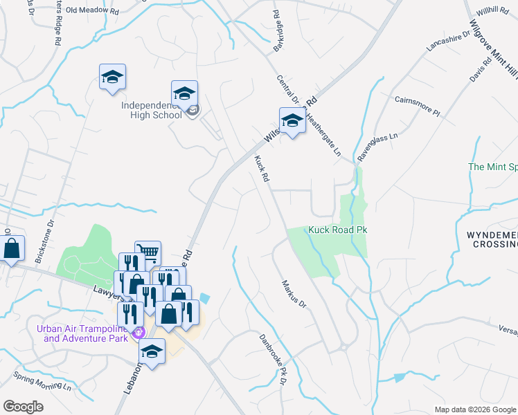 map of restaurants, bars, coffee shops, grocery stores, and more near in Mint Hill
