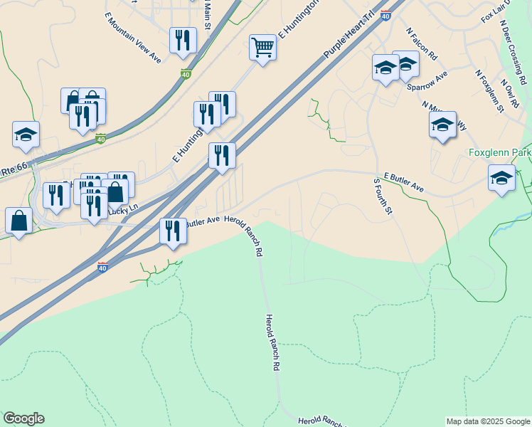 map of restaurants, bars, coffee shops, grocery stores, and more near 2989 East Butler Avenue in Flagstaff