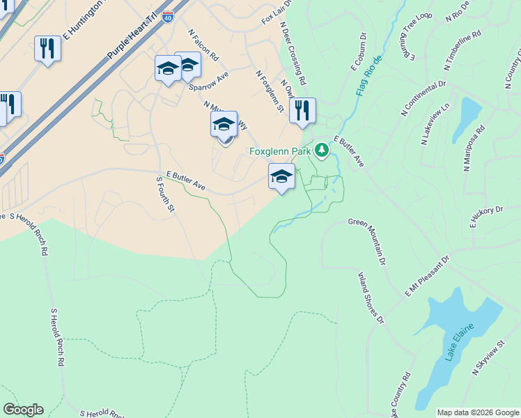 map of restaurants, bars, coffee shops, grocery stores, and more near 3980 East Kokopelli Lane in Flagstaff