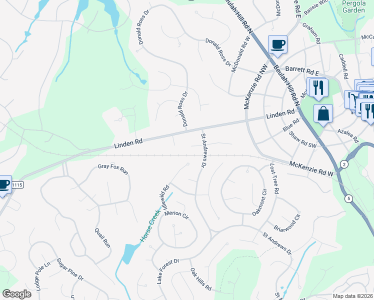 map of restaurants, bars, coffee shops, grocery stores, and more near 85 Wilson Road in Pinehurst