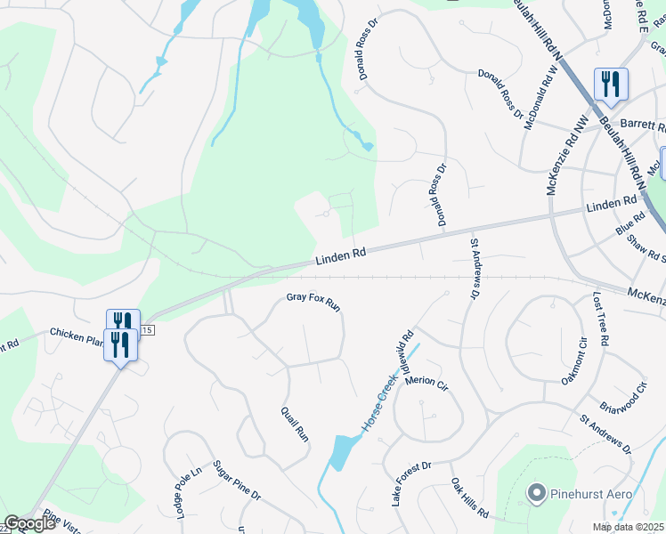 map of restaurants, bars, coffee shops, grocery stores, and more near 600 Linden Road in Pinehurst